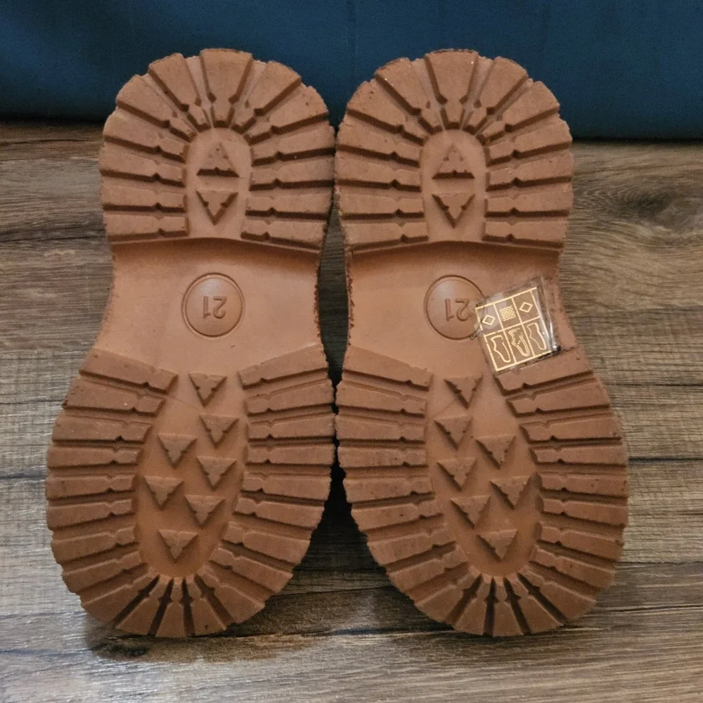 Toddler Girls Brown Chelsea Boots EU 21 US 6 Chunky Lug‎ Sole Booties